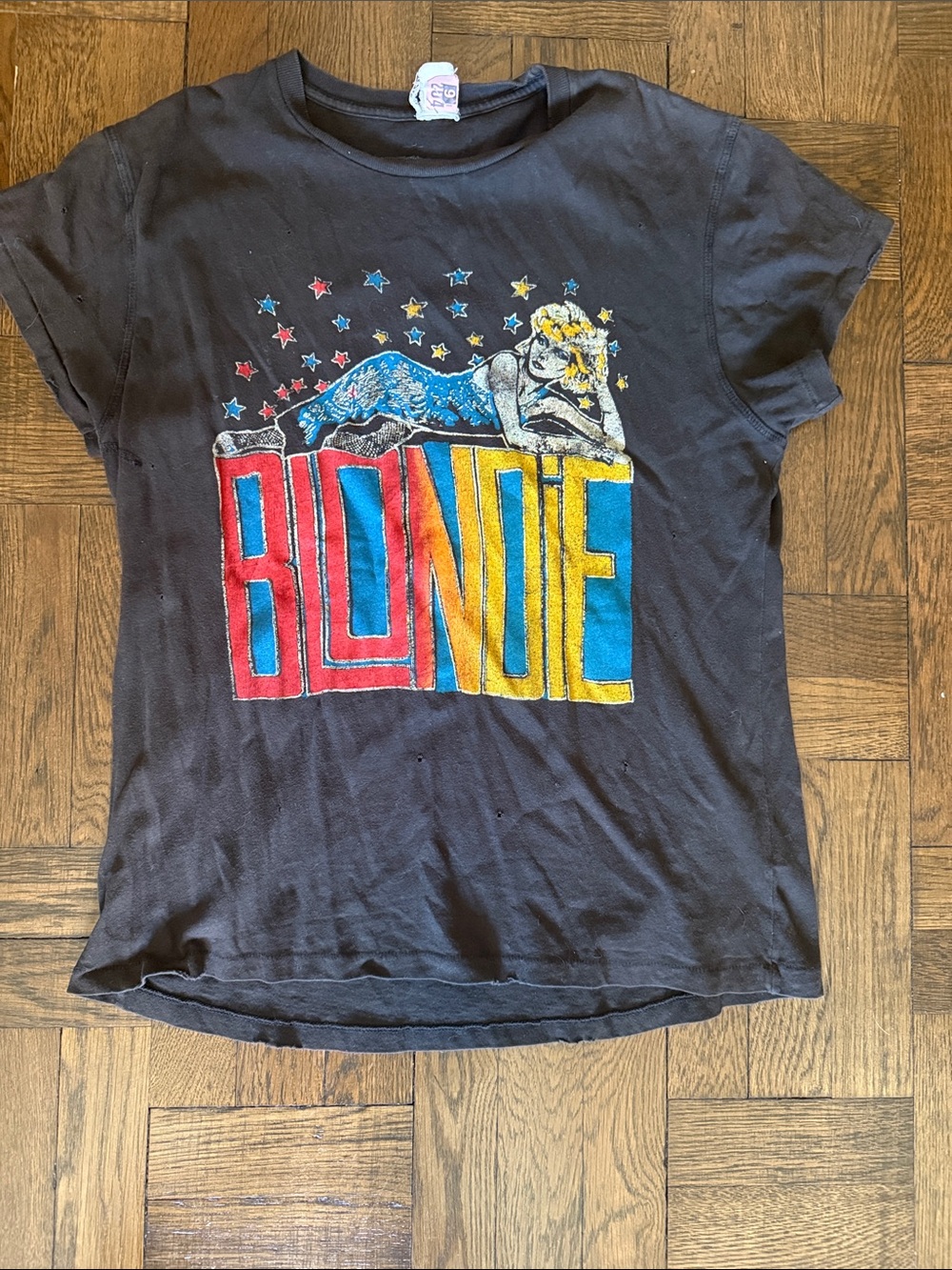MadeWorn Black Blondie Graphic Tee with Red, Blue & Yellow Print